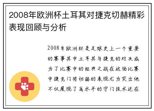 2008年欧洲杯土耳其对捷克切赫精彩表现回顾与分析