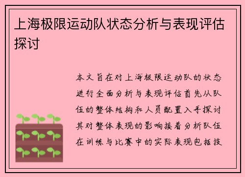 上海极限运动队状态分析与表现评估探讨