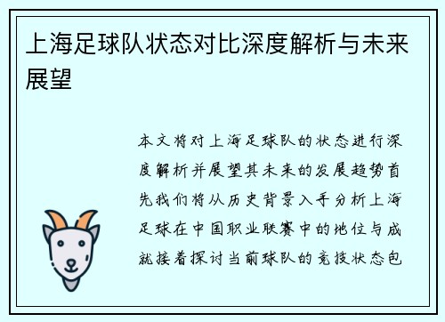 上海足球队状态对比深度解析与未来展望